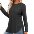 thumbnail image 4 of miqiqism Great discounts！Long Sleeve Shirts for Women Tunic Tops for Womsn Loose Fit Crew Neck Pullover Basic Sweaters 2024 Fall Clothing,Y#01_Dark Gray,Medium, 4 of 5