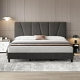 thumbnail image 3 of King Size Bed Frame with Adjustable Headboard, Linen Upholstered Platform Bed Frame with Wooden Slats Support, No Box Spring Needed, Noise-Free & Easy Assembly, Dark Gray, 3 of 7