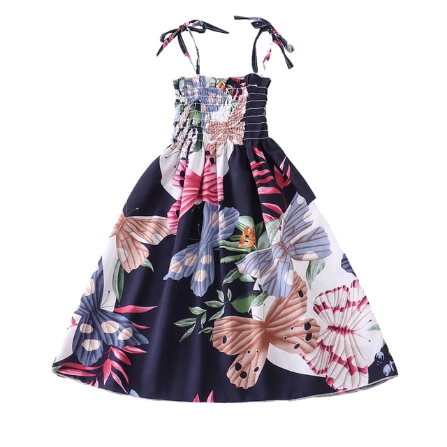 Qudderr Robe d'Été 1-10T pour Fille Robe de Plage Dos Nu pour Enfants Robe Décontractée Cami Hawaïenne de Vacances pour Filles