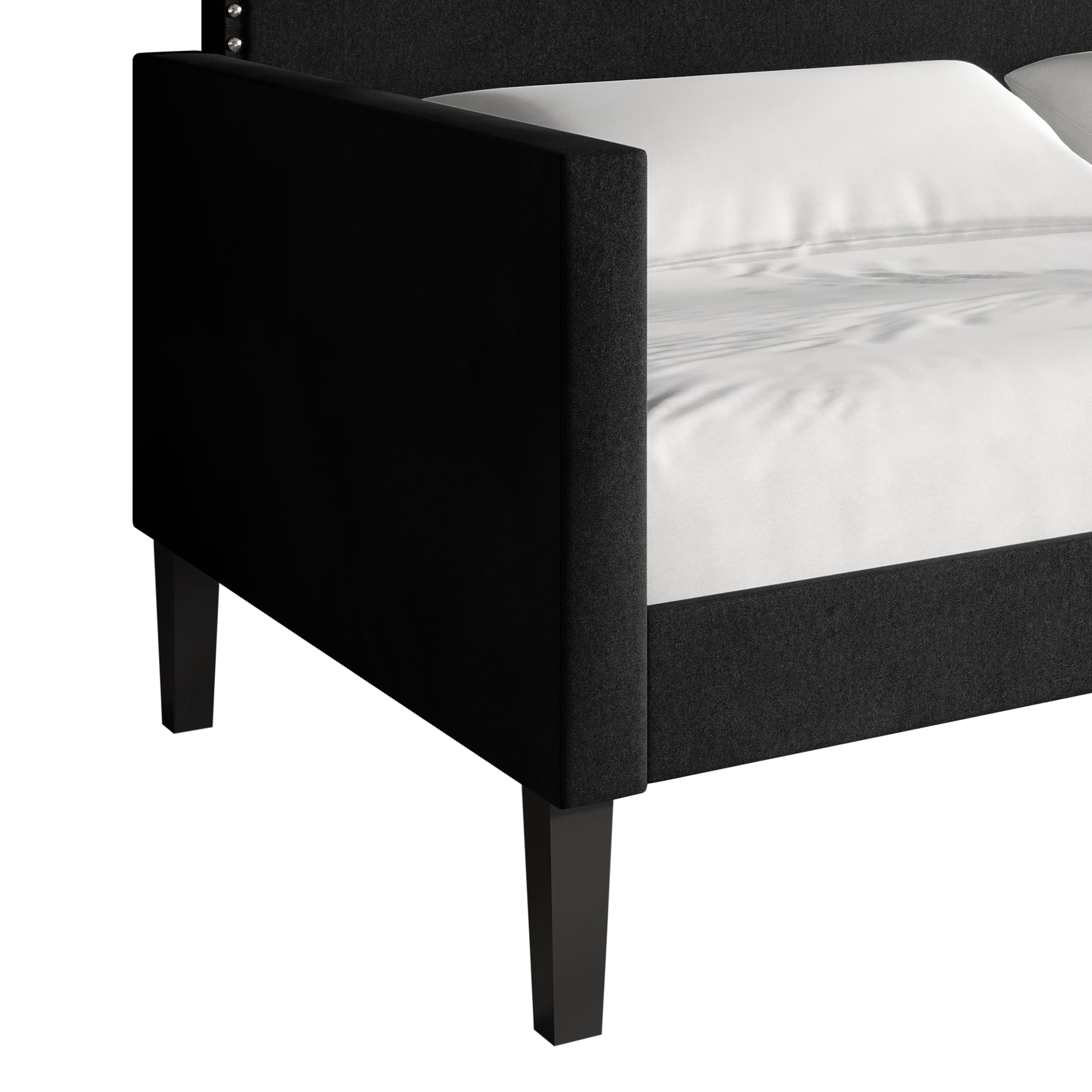 Castle Place Contemporary Velvet Twin Daybed with Nailhead Trim,  Black