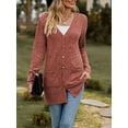 thumbnail image 2 of Franhais Women Fashion V-Neck Cardigan Solid Color Rib Long Sleeve Sweater Button-Down Fall Casual Soft Knit Coat, 2 of 7