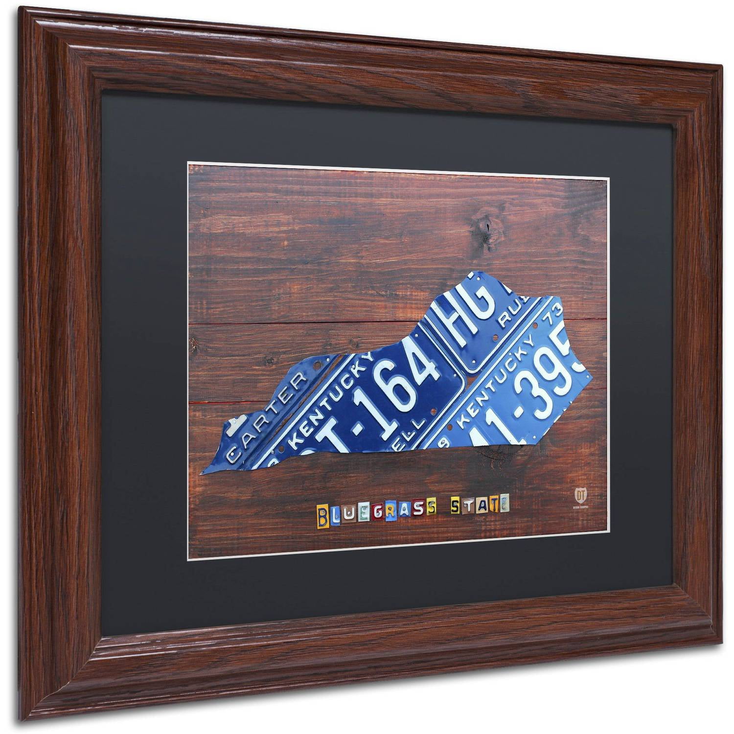 Trademark Fine Art 'Kentucky License Plate Map' Canvas Art by Design Turnpike, Black Matte, Wood Frame