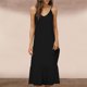 thumbnail image 2 of Vestido Largo de Hombro sin Mangas Cómodo sin Mangas Vestido Sólido de Cuello Redondo para Verano Y Primavera Vestido Casual Pantalones para Mujeres, 2 of 7