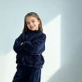 thumbnail image 5 of Coerni Girls and Toddlers Fuzzy Fleece Sweatsuit Cozy Flannel Activewear Kids Winter Warm Sherpa Thermal Set Underwear Zipper, 5 of 5