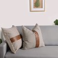 thumbnail image 4 of Fundas de almohada decorativas 18X18 pulgadas Juego de 2 Fundas de almohada modernas de cuero sintético y rayas de tictac Fundas de cojines de decoración interior y exterior boho para sofá Sofá Namotu CZJJ-ZC104-2, 4 of 7