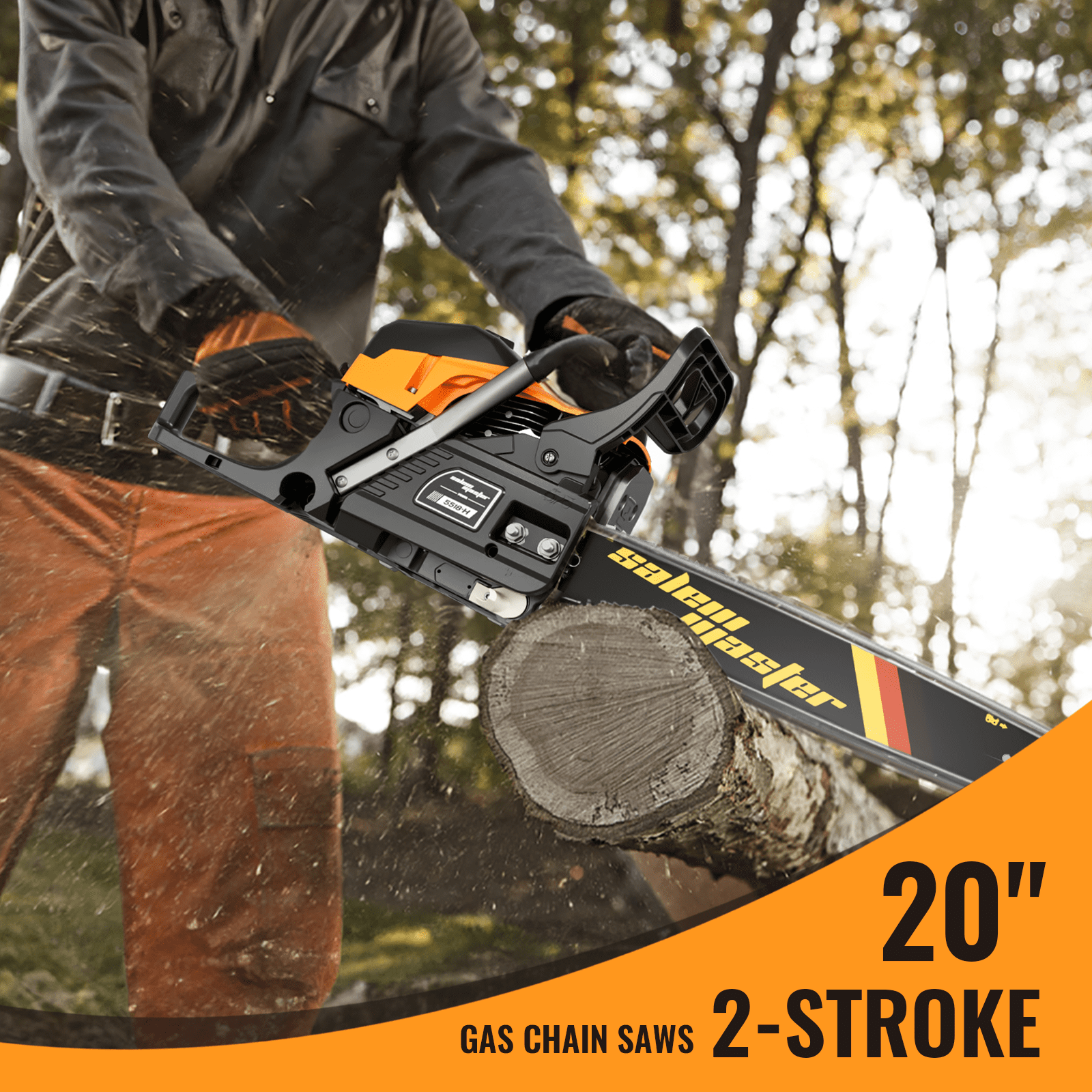 Gas Chainsaw 20-inch 54.6CC 3HP 5518H 2-Cycle Petrol Powered Chain Saws for Trees and Wood Cutting