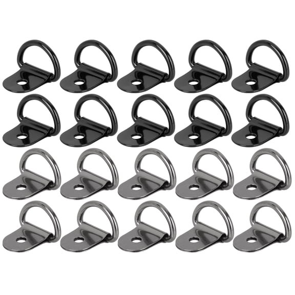Unique Bargains 20pcs Titanium Tone Black D Shape Tie Down Anchors Lashing Ring for Car Trailers RV Boats
