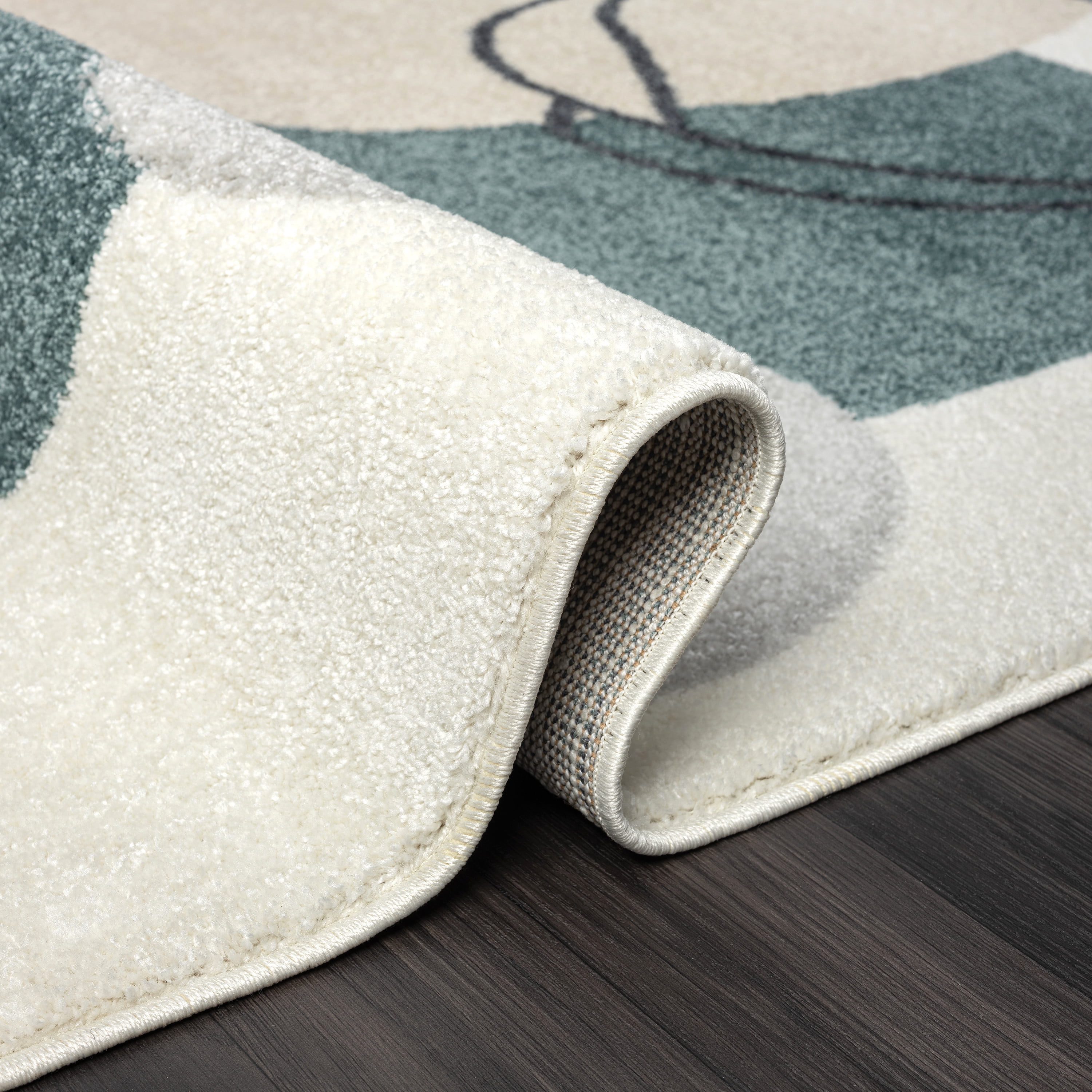 Abani Deco Collection Area Rug Mid Century Modern Bedroom Living Room Decor Floor Rug 6 x 9 Cream Green