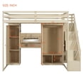 thumbnail image 3 of Harper & Bright Designs Full Size Loft Bed with Storage Stairs, Built-in Dressing Table & Wardrobe, High Loft Bed Frame with Mirror, USB Charging & Lights for Bedroom, Beige, 3 of 20