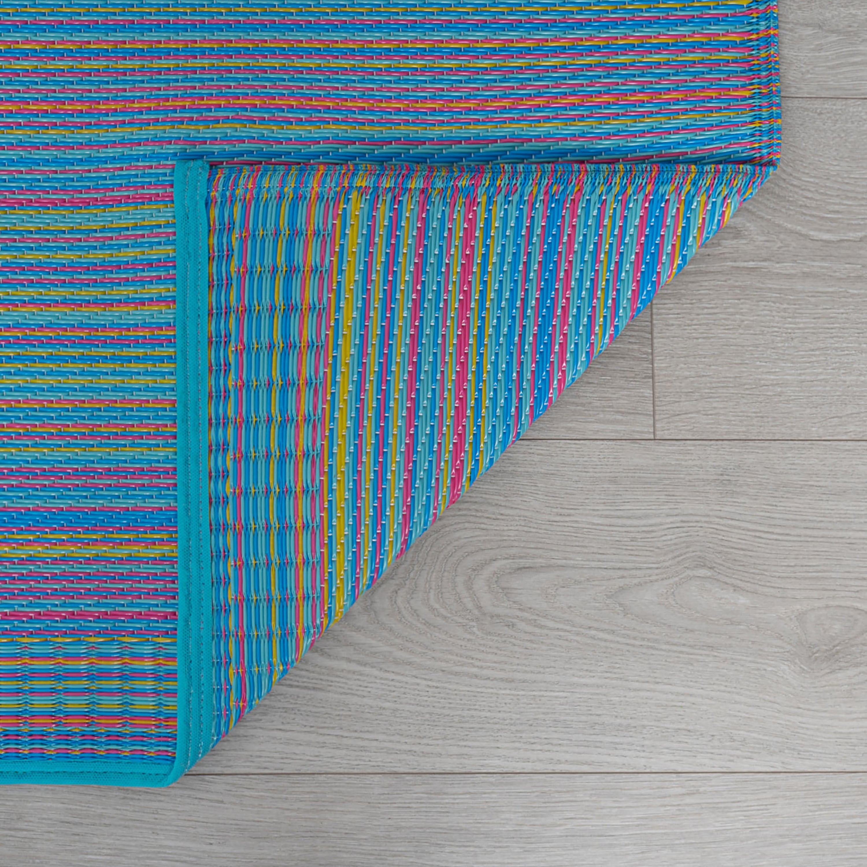 8x10 Reversible Multicolor Polypropylene Outdoor Stripe Area Rug