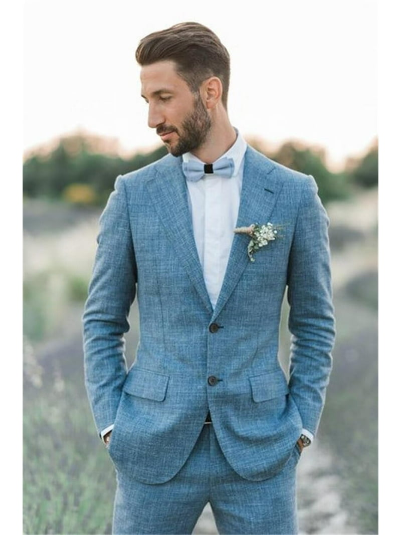 Linen Suit for Men Casual Slim Fit Vintage Suits Groomsmen Suits