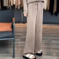 thumbnail image 6 of Quixlent Wool Casual Pants Solid Color Straight Wide Leg Knitting Trousers with Drawstring High Waist Thickened Slacks, 6 of 8