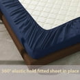 thumbnail image 6 of 100% Egyptian Cotton Fitted Sheet King Size, 600 Thread Count, 16" Deep Pocket Sheet, Soft & Elastic Sateen Weave Bottom Sheet for Hotel & Home (Navy Blue, 1 Pack Fitted Sheet Only,King), 6 of 9