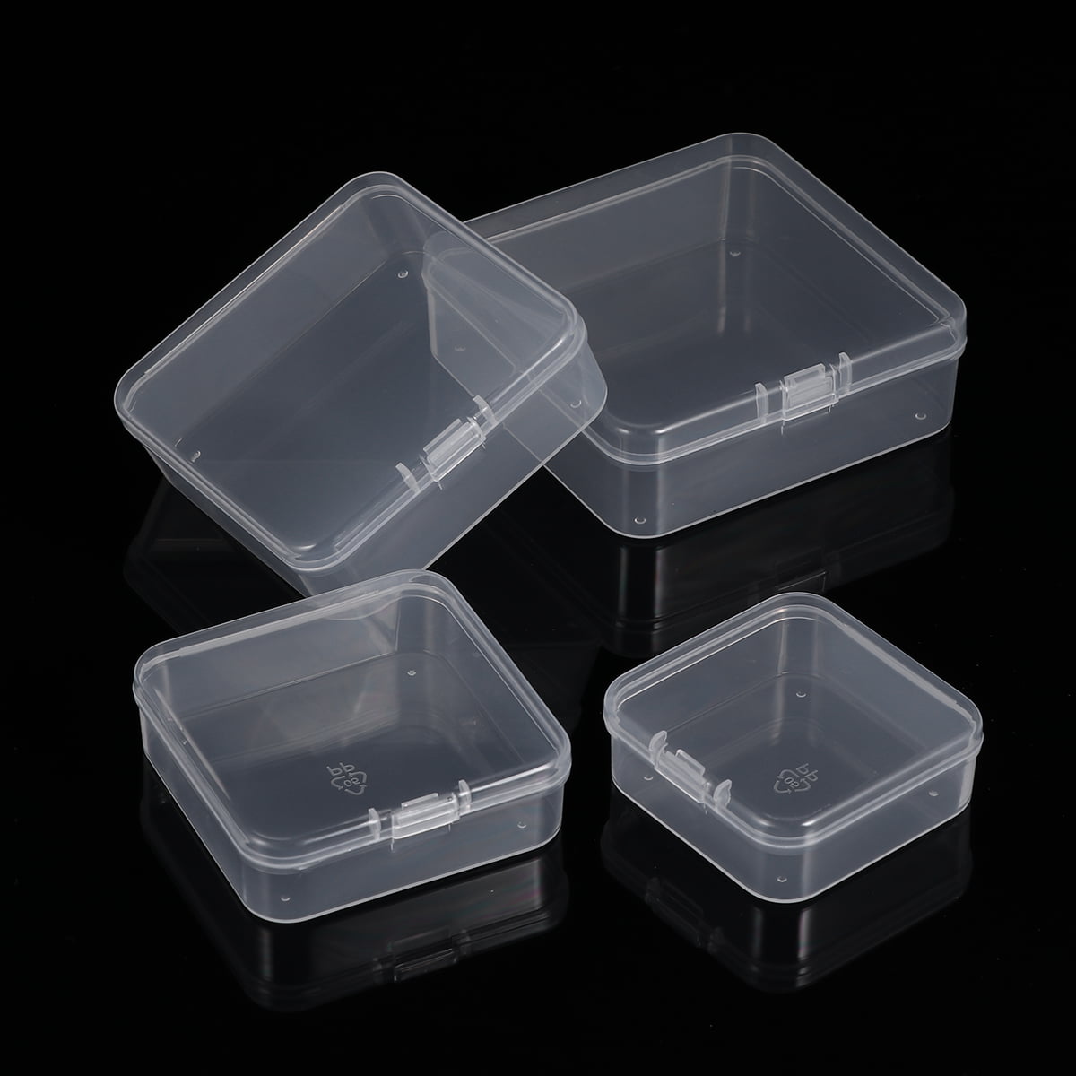 16 Pcs 4 Sizes Snap Type Small Clear Plastic Containers Component Storage Box  Mini Tool Box for Food Snack Drug 