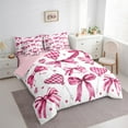 thumbnail image 3 of Manfei Chic Bowtie Bow 7-Piece Bedding Comforter Set,Happy Valentine'S Day King Bedding Sets,White Pink Bed Sheets For Girls Teens,Super Cozy Room Decor Reversible, 3 of 8