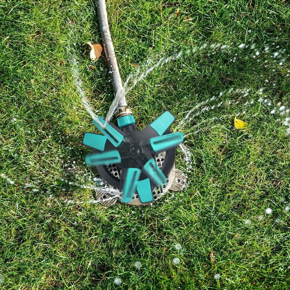 2026 New Rotating Lawn Sprinkler for Yard, 360° Automatic Water Sprinkler for Large Area Coverage, Heavy Duty 3-Arm Garden Sprinkler with Adjustable Spray Patterns, Perfect for Lawns, Gardens and Out