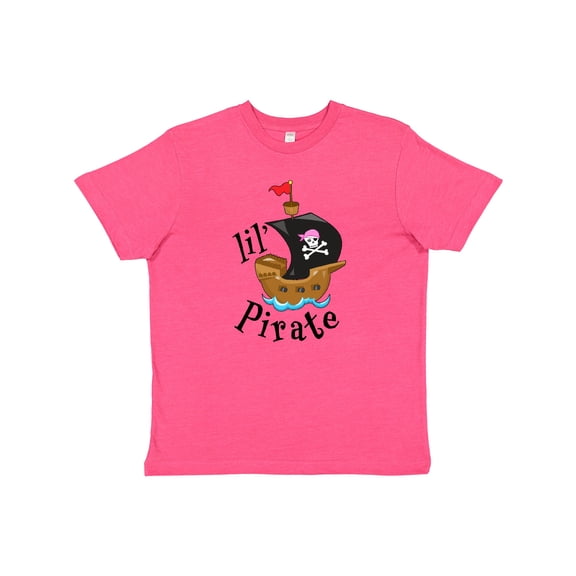 Inktastic Lil' Pirate pirate ship, pink bandana Youth T-Shirt