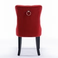 thumbnail image 6 of Dining Chairs Set of 2, Modern Velvet Upholstered Dining Room Chairs with Button Tufted Back & Nailhead Trim & Ring Pull, Wingback Dinner Chairs with Solid Wood Legs for Kitchen Dining Room, Burgundy, 6 of 7
