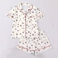 thumbnail image 2 of Levmjia Womens Pajama Set Printed Silk Short Sleeve Button Down Lapel Cardigan Shirt And Shorts Soft Polyester Sleepwear Comfortable Casual Home Outfit Summer, 2 of 8