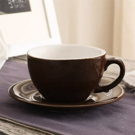 

200ml European Macaron Wide Mouth Cappuccino Coffee Cup Saucer Set Creative Minimalist Color Glazed Espresso Milk Mug