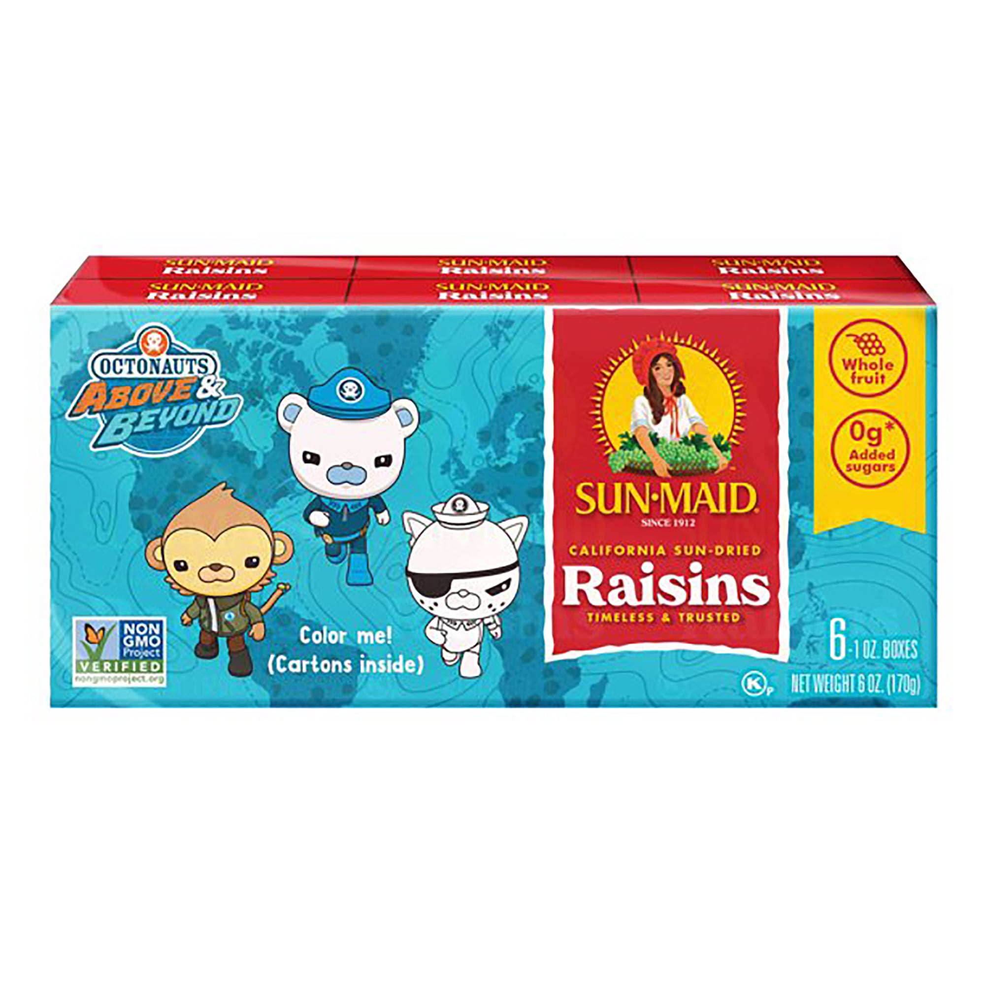 Sun-Maid California Sun-Dried Raisins, Dried Whole Fruit, 1 oz, 6 Ct