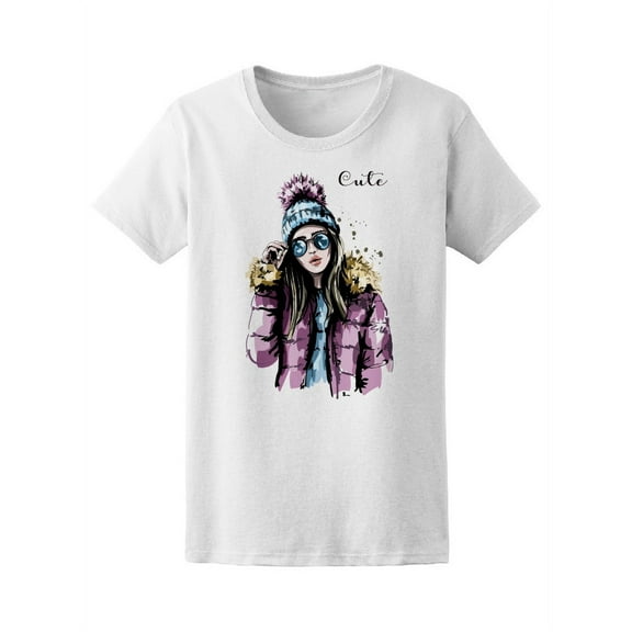 Beautiful Young Woman In Hat T-Shirt Women -Image by Shutterstock, Female XX-Large