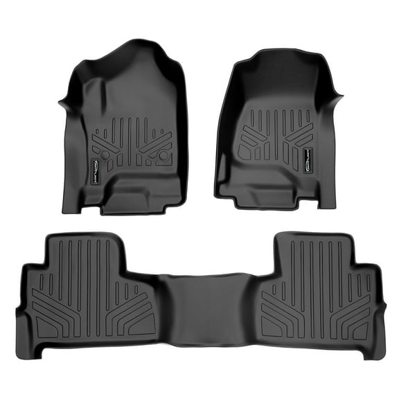 SMARTLINER 2 Rows Custom Fit Floor Liners Compatible with 2015 - 2020 Chevrolet Tahoe 7 Passenger (Gasoline | 2nd row fits with bucket seats)