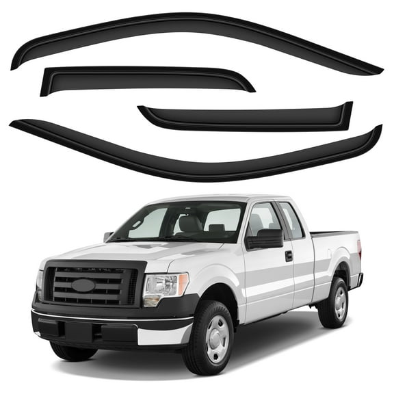 CCIYU Window Visors Side Window Deflector Window Deflector Sun Rain Guard 4Pcs Set Replacement fit for 2004-2014 for Ford For F150 Supercab Extended Cab Slim