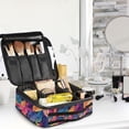 thumbnail image 5 of FORMRS Travel Makeup Bag Large Capacity Train Case Cosmetic Organizer with Adjustable Dividers, Colorful Art Leaves Pattern, 5 of 8