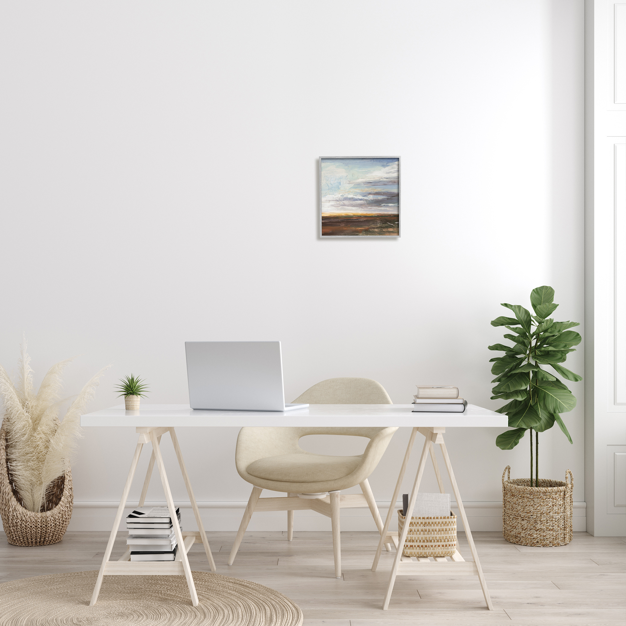 Stupell Industries Abstract Open Meadow Landscape Soft Cloudy Sky, 12 x 12, Designed by Stacy Pollard
