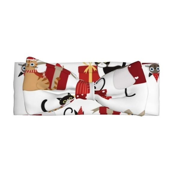 Balery Cute Cat And Christmas Gift Pattern Baby Headbands Hairbands Hair Bow Elastics for Baby Girls Newborn Infant Toddlers Kids