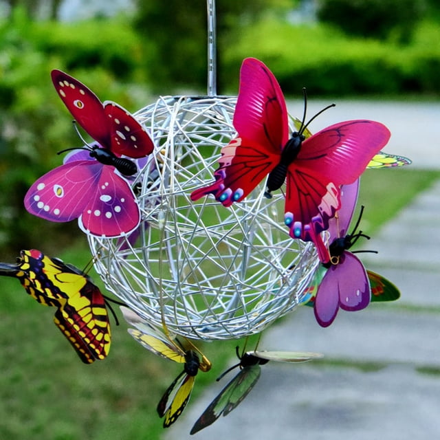 Luz solar colgante, luz solar colgante Mariposa Mariposa Luces solares de jardín Mariposas LED Linterna solar de metal Uso conveniente
