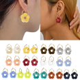thumbnail image 2 of SIEYIO Gold Color Metal Vintage Acrylic Flower Hoop Earrings for Women Party Jewelry, 2 of 20