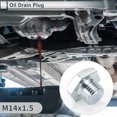 thumbnail image 2 of Unique Bargains 1 Set Universal Oil Drain Plug Anti Leakage 0.63" Height Oil Pan Drain Bolt Screw Thread Repair with Gasket Silver Tone Aluminum M14x1.5, 2 of 7