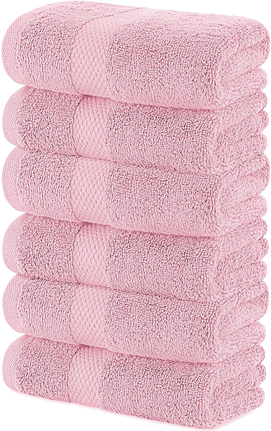 Luxury Pink Hand Towels Soft Cotton Absorbent Hotel Towel 6Pack