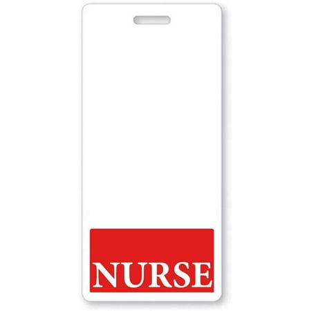Nurse Badge Buddy - Heavy Duty Vertical Badge Buddies for Nursing - 2 Sided - Quick Role Identifier ID Tag Backer by Specialist ID (5 Pack, Red)