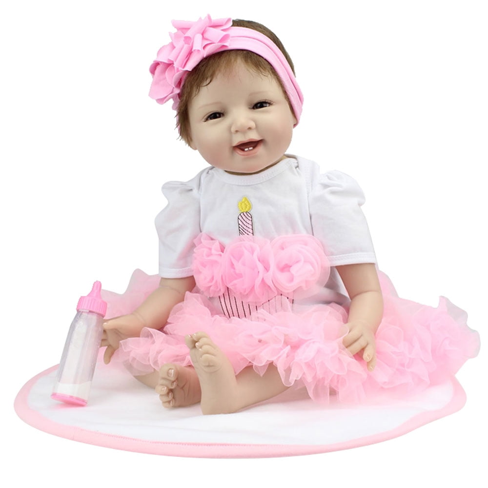 22" newborn Body Vinyl Silicone Reborn Girl Dolls Lifelike Dress gifts New 