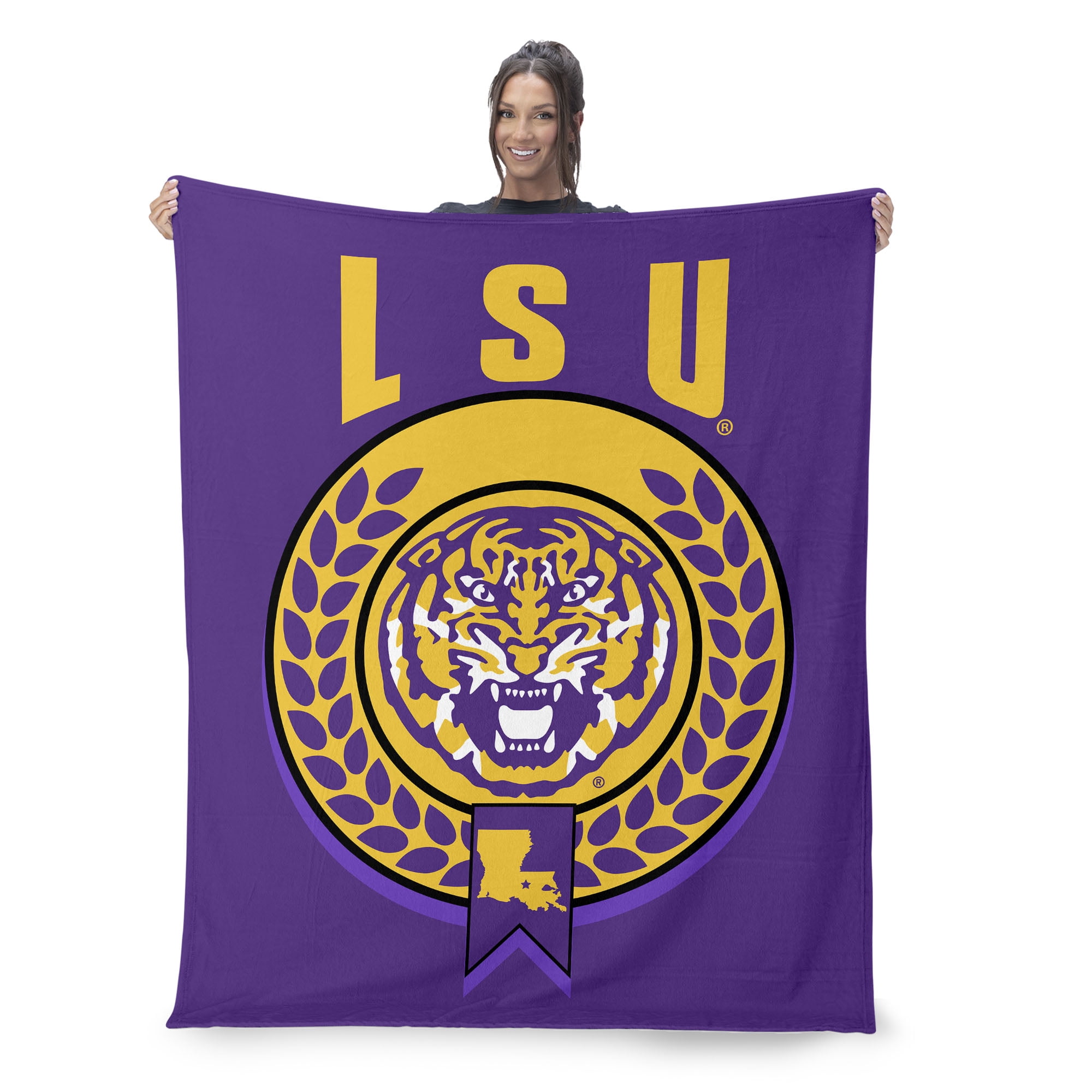 LSU NCAA Apex Silk Touch Sherpa Throw 50x60 inches