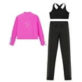 thumbnail image 5 of Alvivi Kids Girls Ice Skating Sport Outfit Long Sleeve Jacket +Tank Top + Pants Training Clothes Set Black&Hot Pink 6, 5 of 6