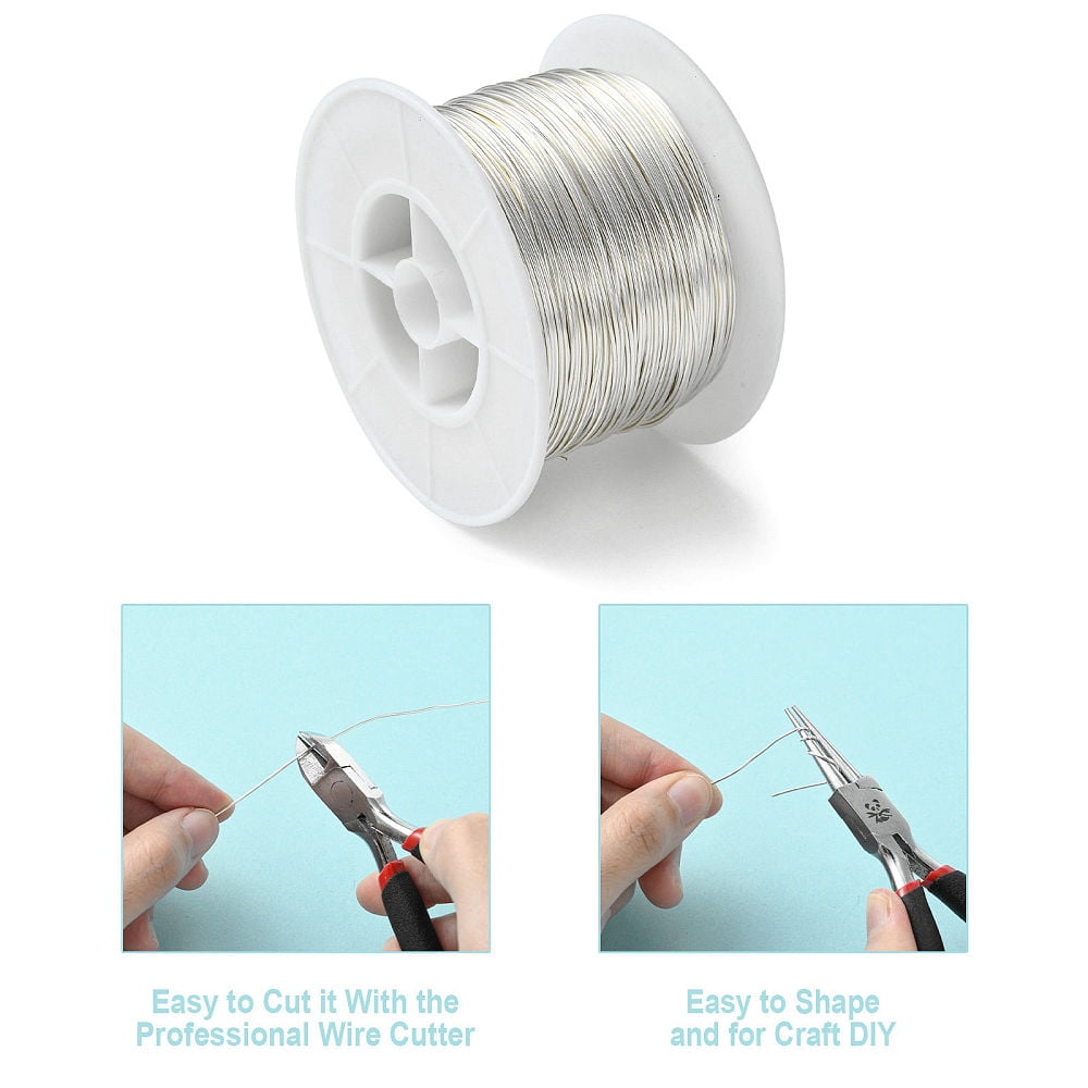 500gs Round Copper Jewelry Wire Long-Lasting Plated Silver color Plated 20 Gauge 0.8mm about 360.89 Feet(110m)/500g