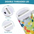 thumbnail image 3 of Yayeee 40oz Stainless Steel Tumbler with Straw and Handle Double-Wall Insulated Travel Water Bottle, Green Colorful Circles, 3 of 8