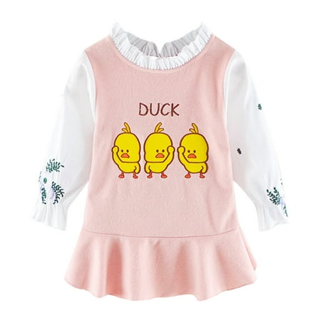 

TAIAOJING Girls Dress Clothes Dress Embroider Sleeve Falbala Children Long Cartoon Baby A-Line Party Dresses M L XL XXL