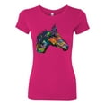 thumbnail image 3 of Colorful Neon Horse | Dean Russo Art Animal Lover Womens Slim Fit Junior Tee, Raspberry, Medium, 3 of 6