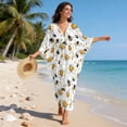 thumbnail image 5 of Xixirimido Bee White Daisy Print Kaftan Dresses for Women Plus Size V-Neck Moo Moos Batwing Sleeve Caftan Beach Dress Bathing Suit Cover-Up Loungewear, 5 of 7