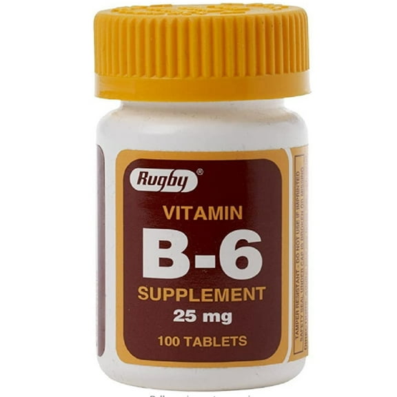 Rugby Vitamin B-6 Supplement Support Immune Sytem, 25Mg, 100Ct