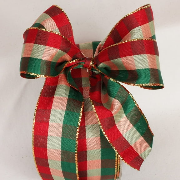 The Ribbon People Red and Green Checkered Print Wired Craft Ribbon 1.5" x 27 Yards