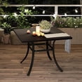 thumbnail image 2 of Evajoy Outdoor 37-Inch Steel Square Dining Table Weather-Resistant Picnic Table Embossed Woodgrain with 1.5" Market Umbrella Hole for Garden, Lawn, Backyard, 2 of 5
