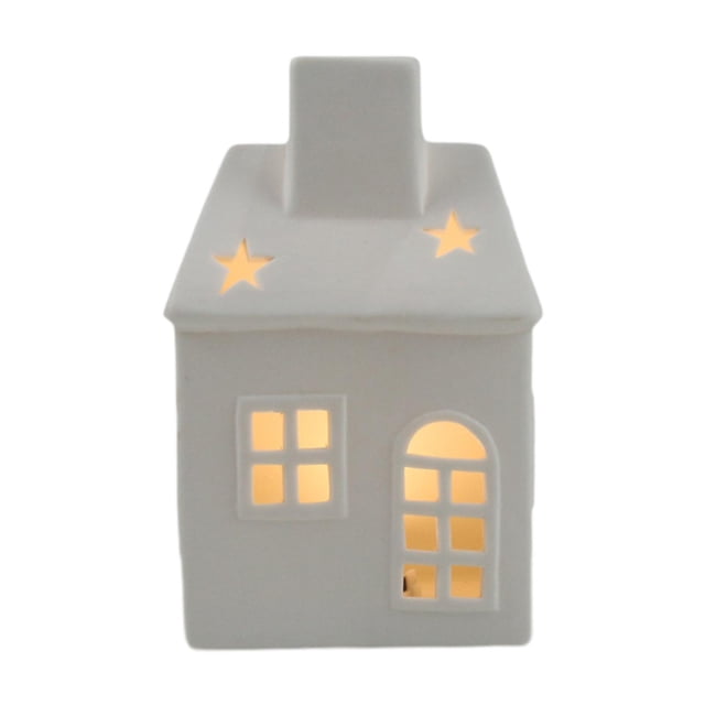 Casa de Navidad de cerámica blanca, colección de dormitorio de granja, decoración rústica de escritorio 85 cm x 65 cm x 135 cm