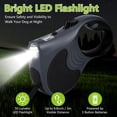 thumbnail image 3 of Retractable Dog Leash with Flashlight, 16ft Dog Walking Leash for Small Dogs up to 55 lbs 360° Tangle-Free Nylon Lead Anti-Slip Handle - Grey, 3 of 7