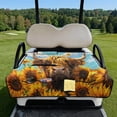 thumbnail image 2 of Pzuqiu Highland Cow Sunflower Quilted Golf Cart Seat Cover - 2-Person With Pockets, Non Slip Universal Fit for Golfers, 2 of 8